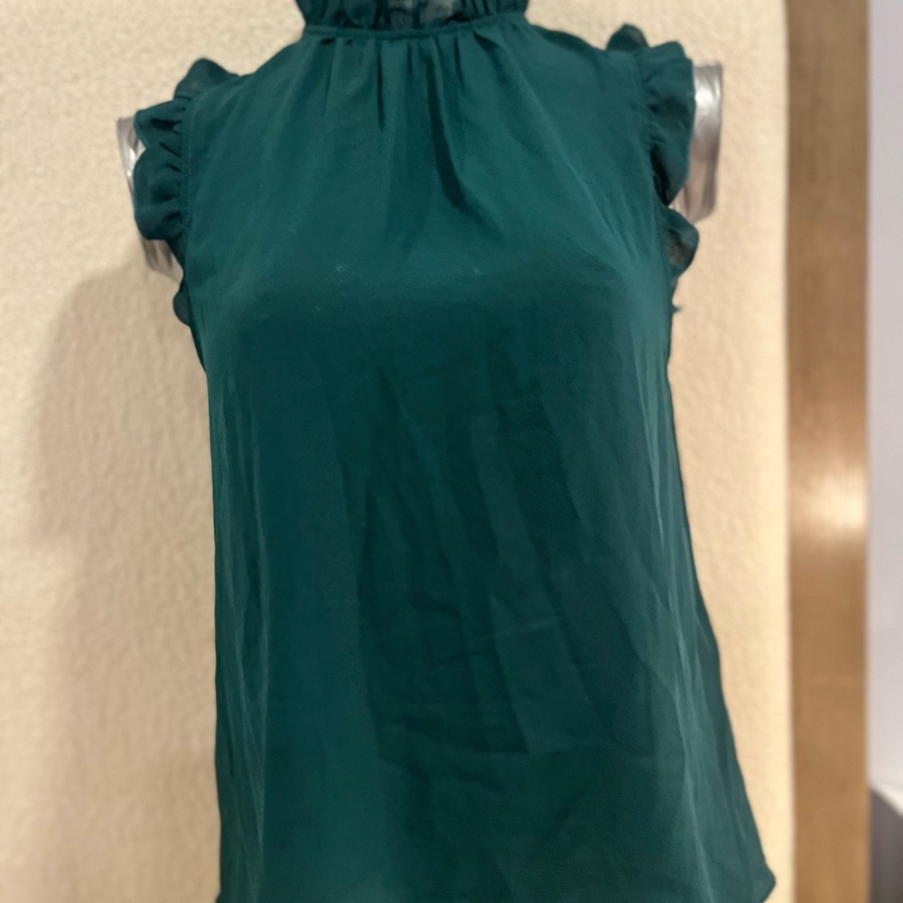 SHEIN Emerald Green Ruffle Mock Neck Camisole